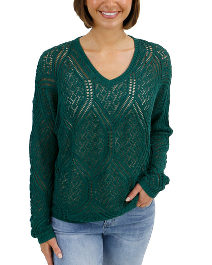 pointelle knit sweater