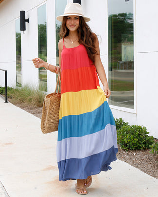 Vacation Multi Colorblock Maxi Dress - FINAL SALE - Grace and Lace