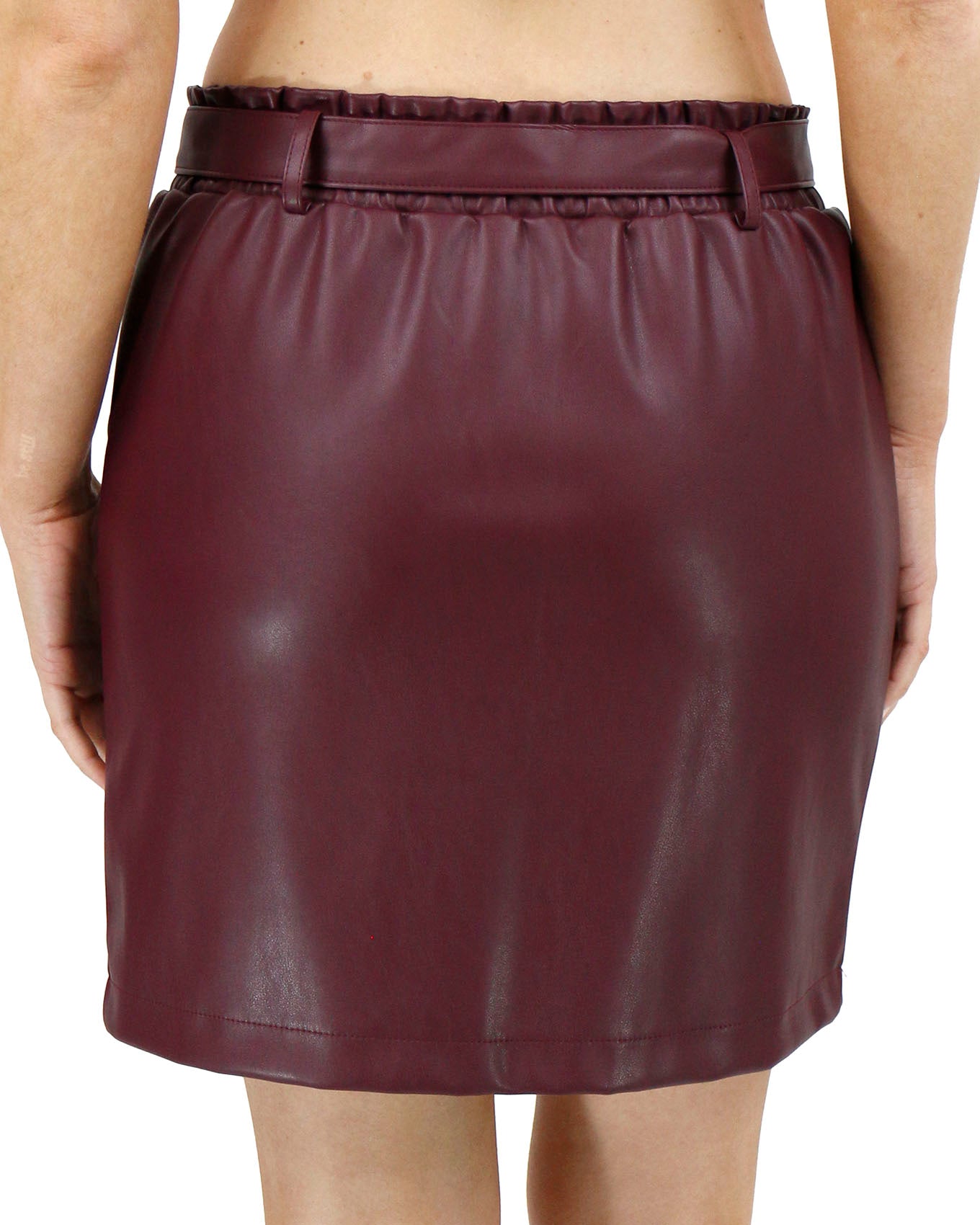 Burgundy leather skirt outlet youtube