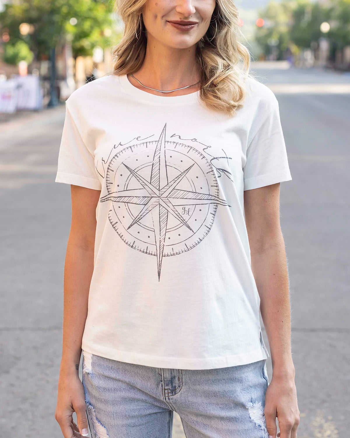 White graphic tee