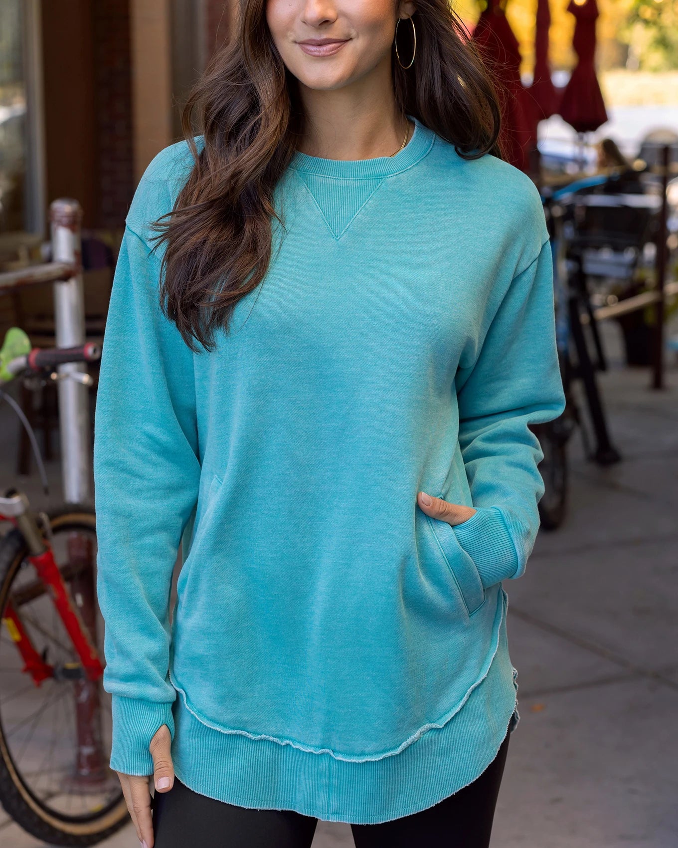 blue sweatshirt