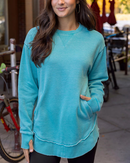 blue sweatshirt