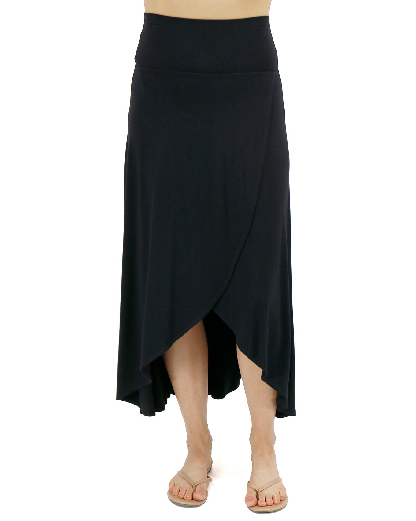 Black Wrap High Low Maxi Skirt