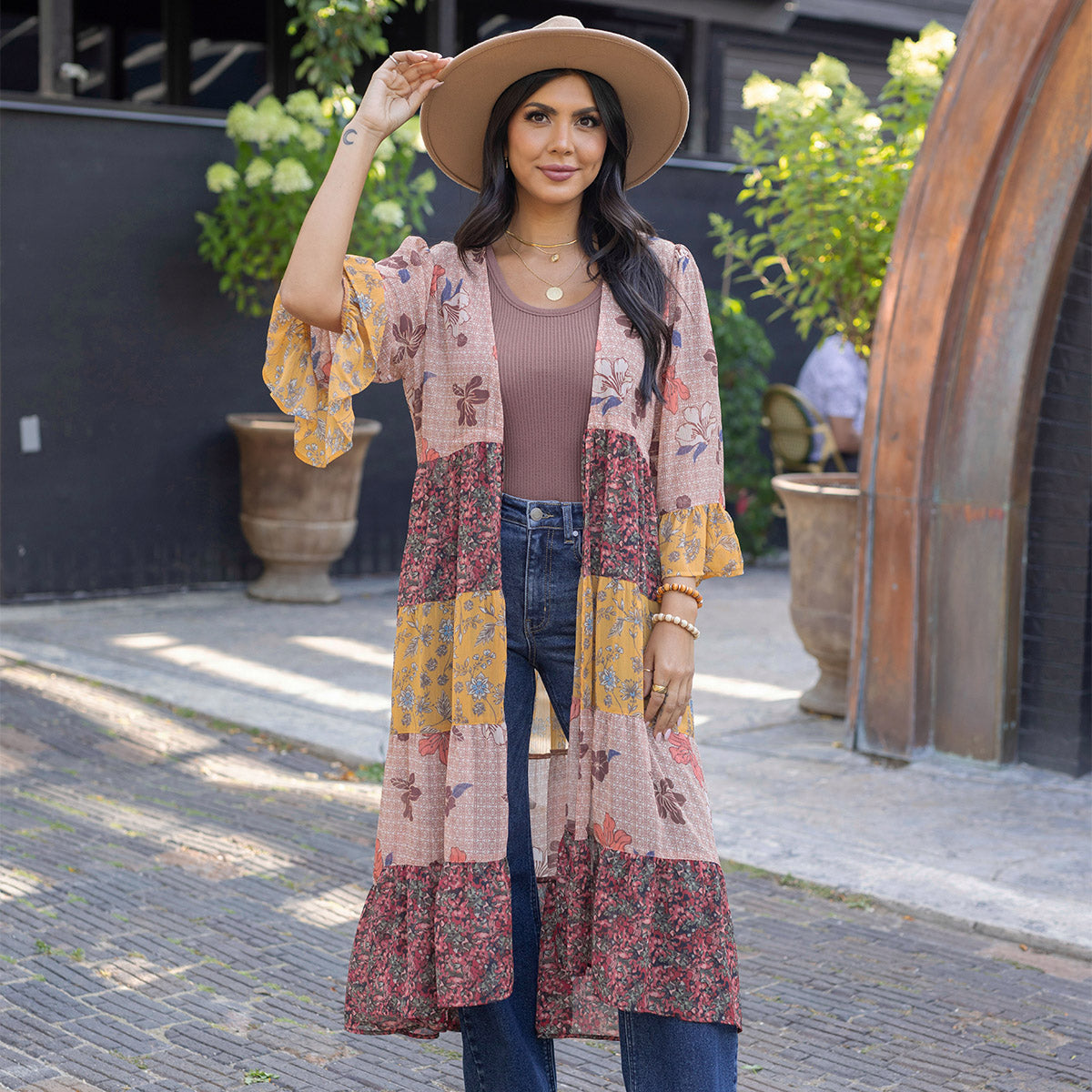 Fall Patchwork Kimono Duster