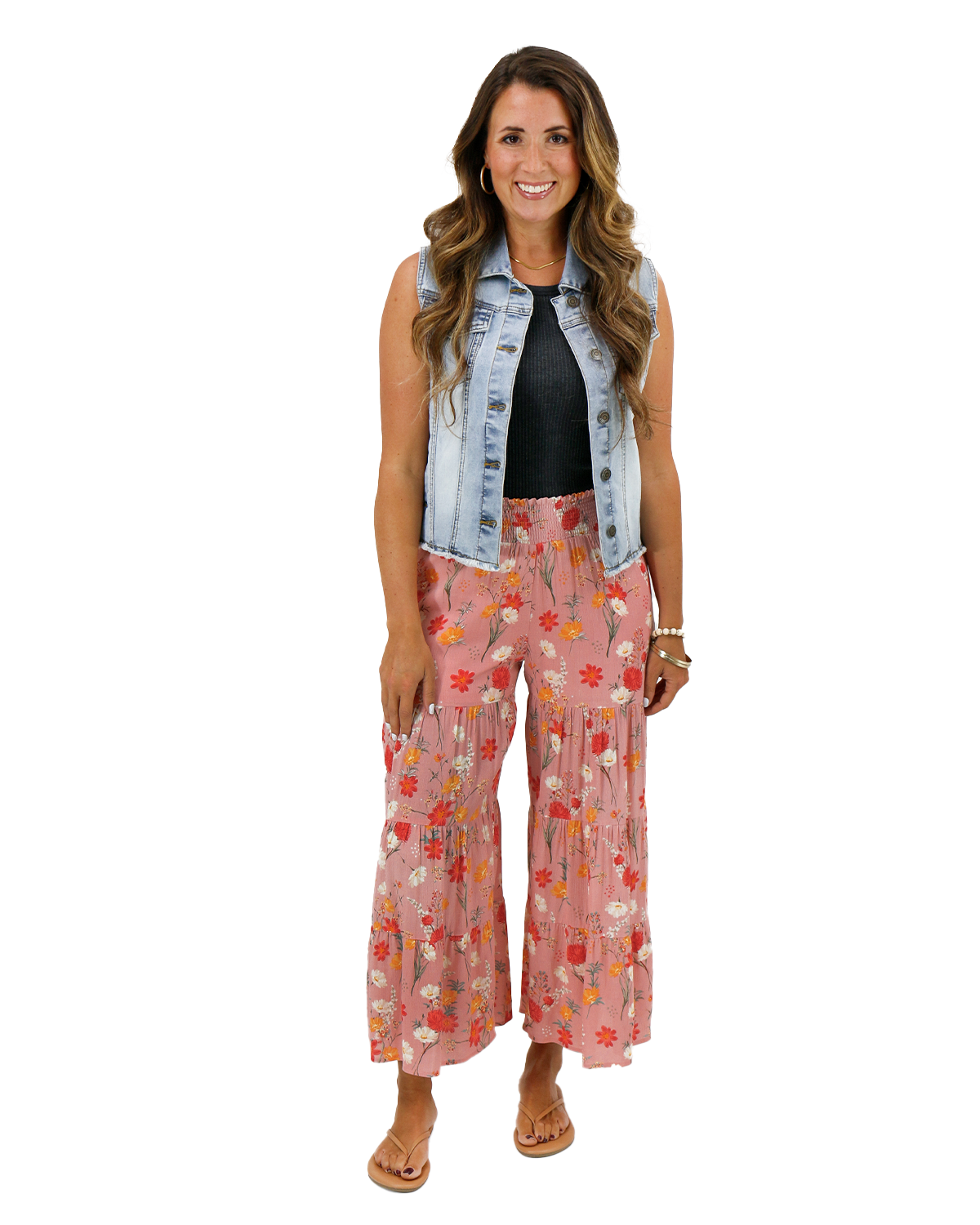 Ankle Length Maxi Skirt Pant in Pink Floral - FINAL SALE