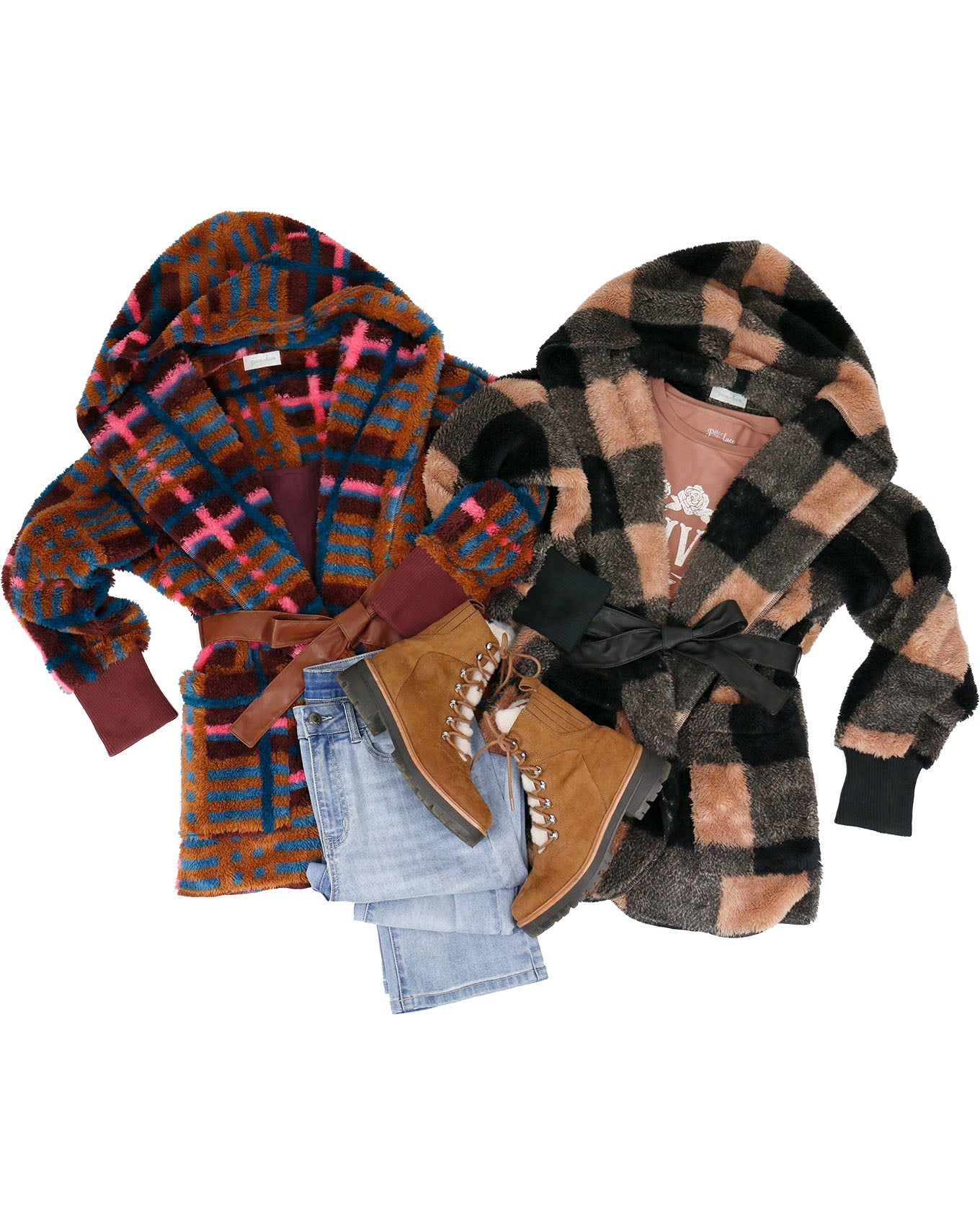 Women's buffalo clearance plaid fleece jacket