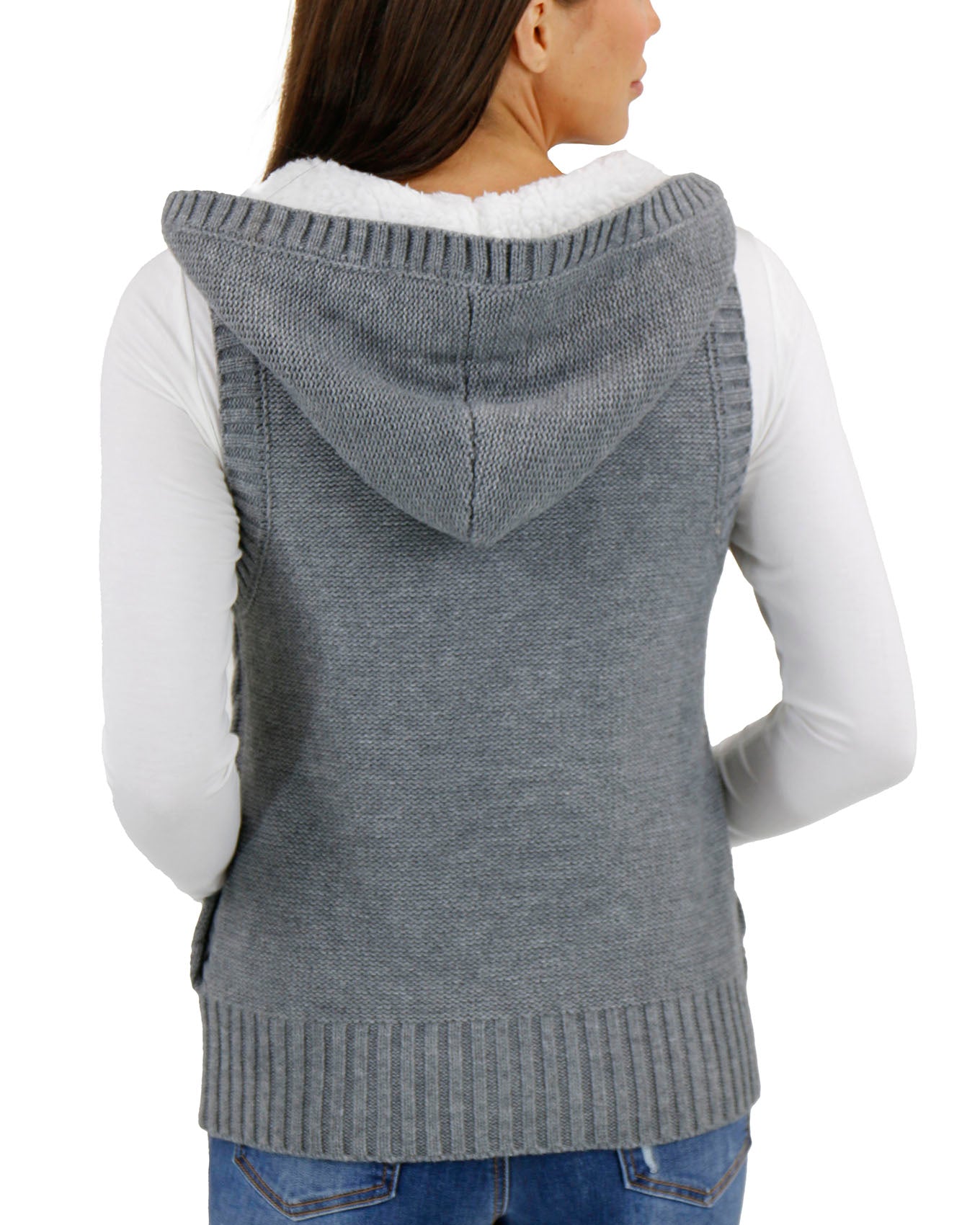 Charcoal Hooded Cable Knit Vest - FINAL SALE