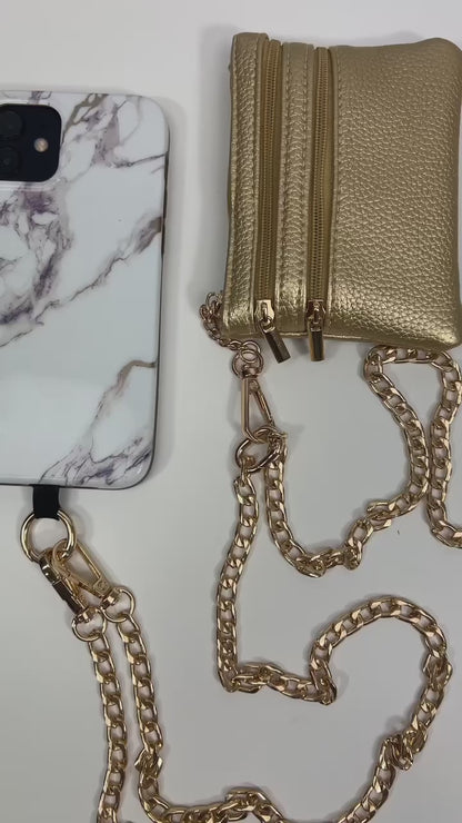 Gold Crossbody Cell Phone Chain w/ Wallet