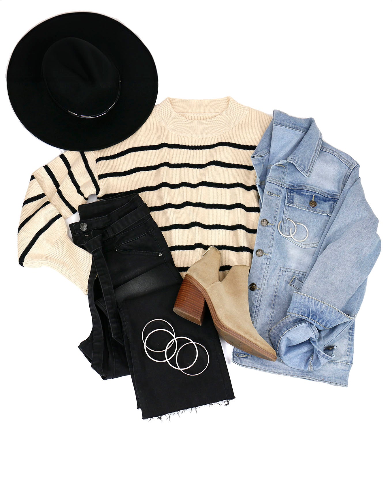 Crew Neck Striped Sweater - Grace and Lace