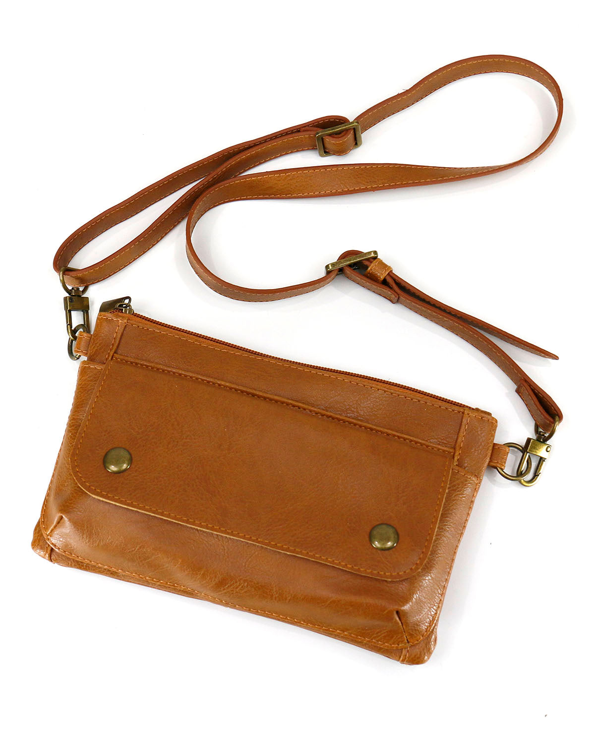 Women's Vegan Leather Essentials Belt Bag in Cognac by Grace and Lace