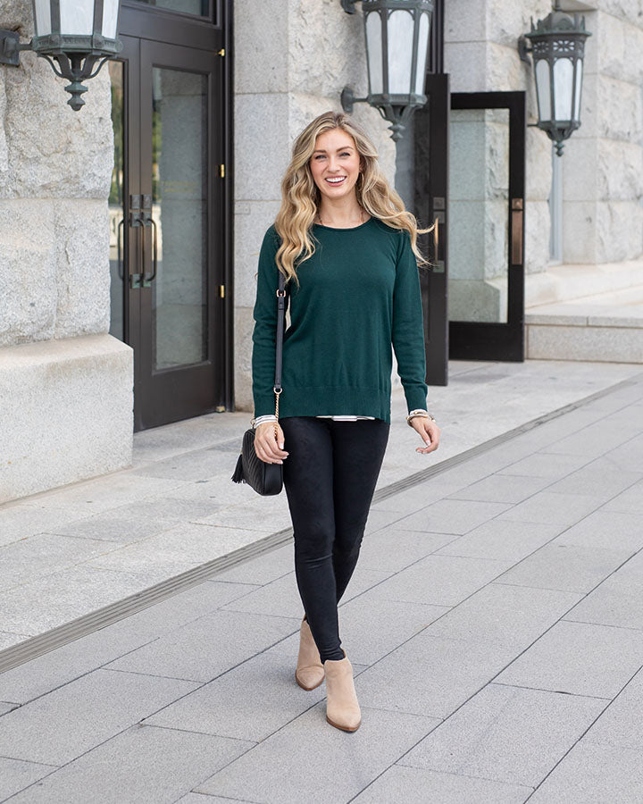 Black Tights with Green Sweater Outfits (5 ideas & outfits