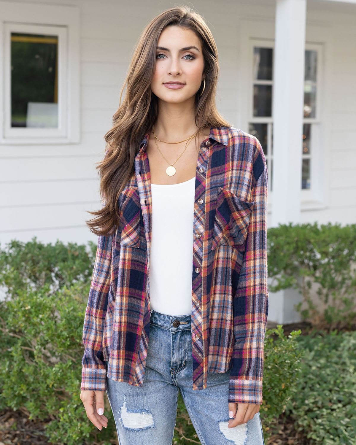 Favorite Plaid Button in Whiskey Plaid-Grace Grace and Lace
