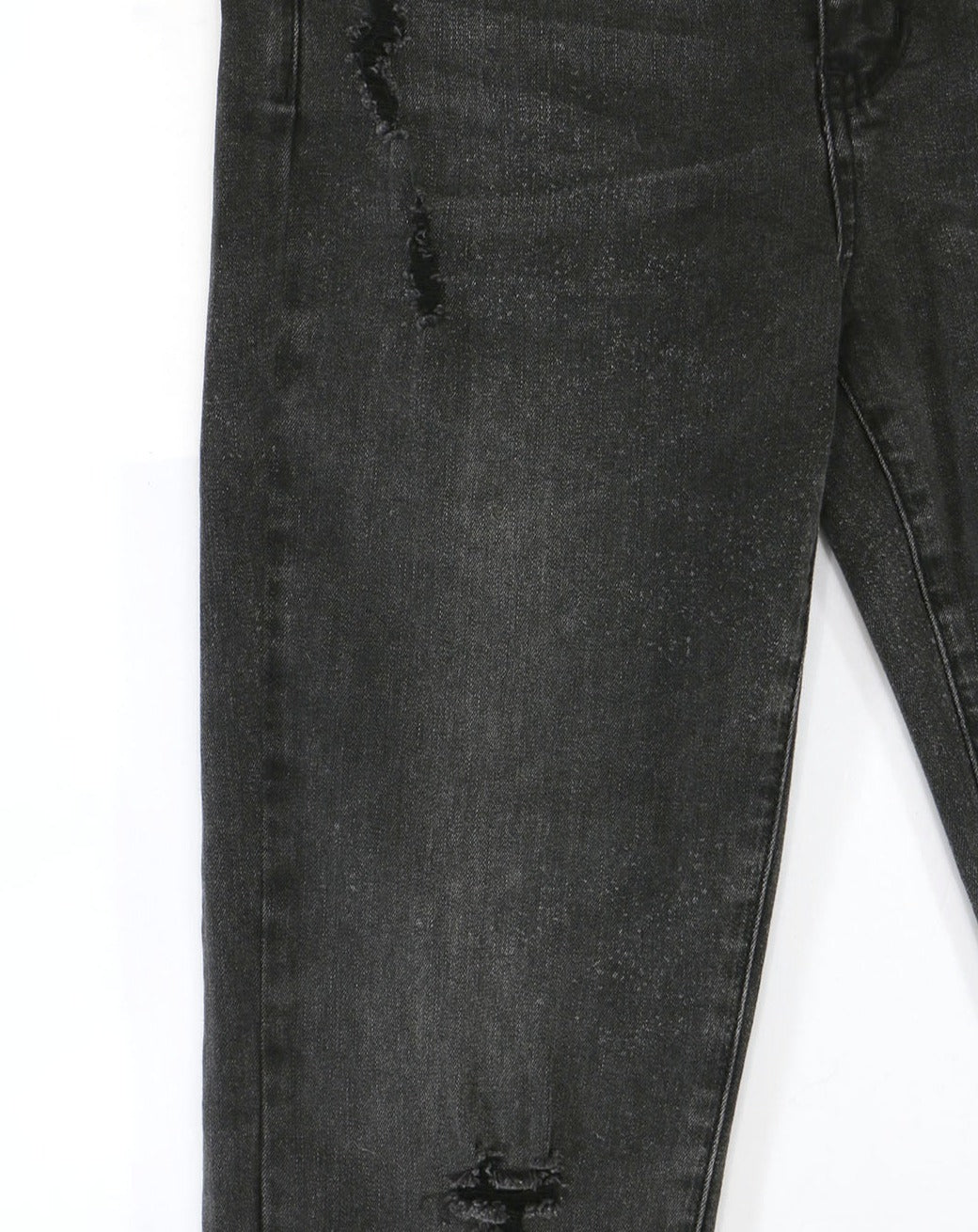 Mel's Fave Distressed Straight Leg Cropped Denim in Washed Black