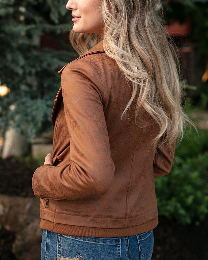 Move Free Leather Like Bordeaux Moto Jacket - Grace and Lace