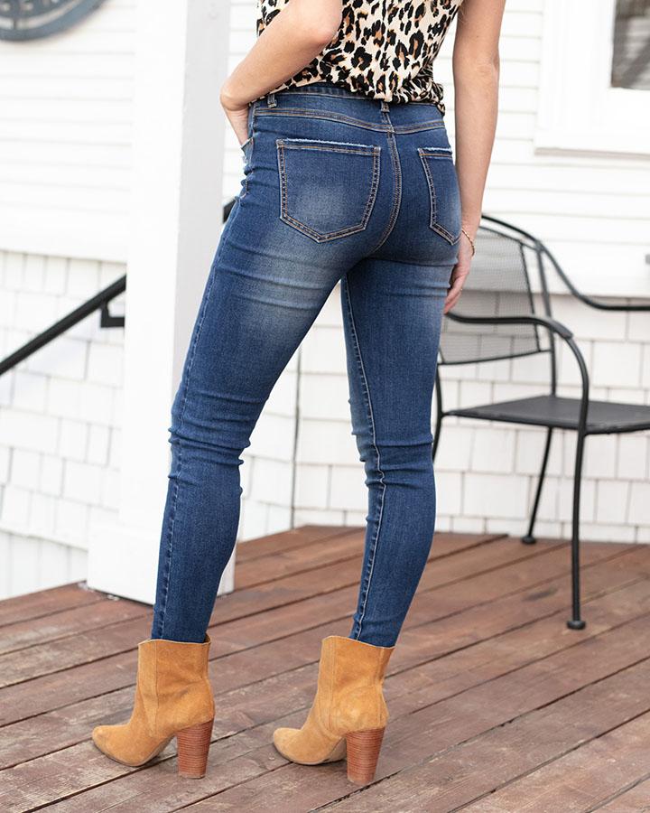 Blue Ripped Holes Straight Jeans Loose Fit Non stretch - Temu