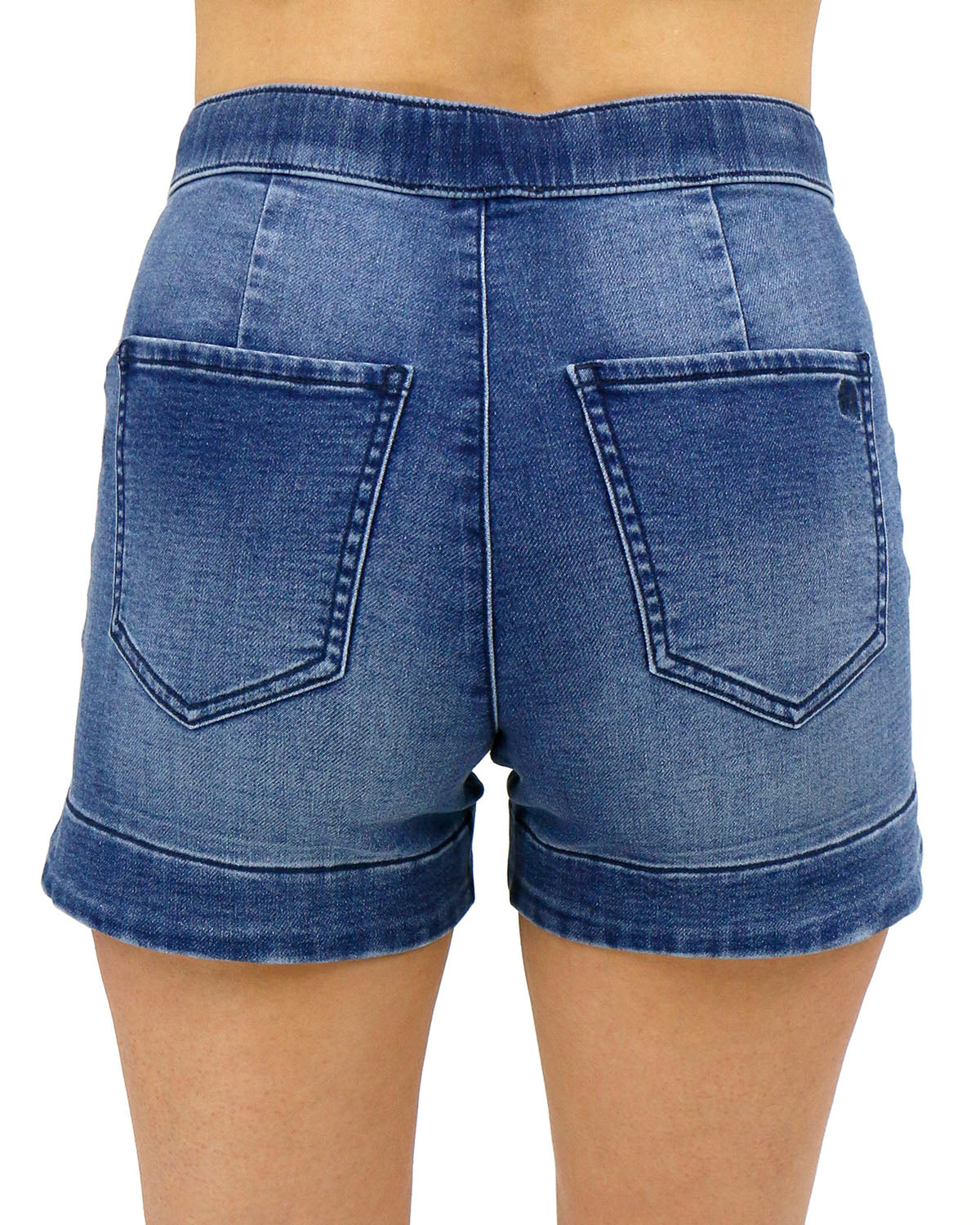 Mid wash sale denim shorts