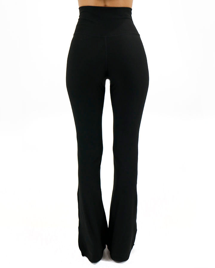 NE PEOPLE Women's Solid Basic Color Contrast Fold Over Flare Yoga Pants  [NEWP21]