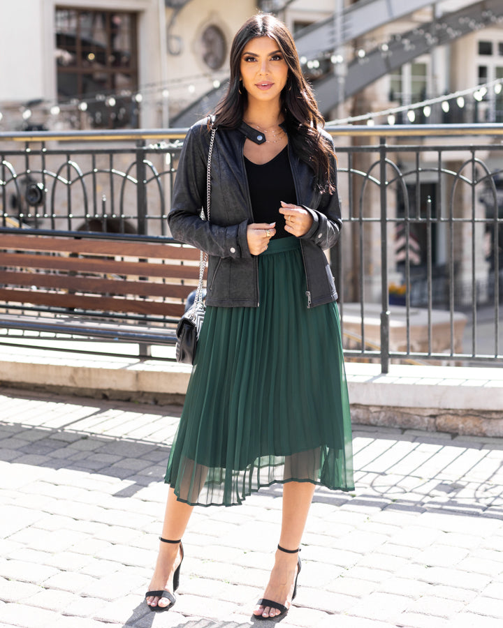Holiday Pleated Skirt in Emerald - Grace and Lace