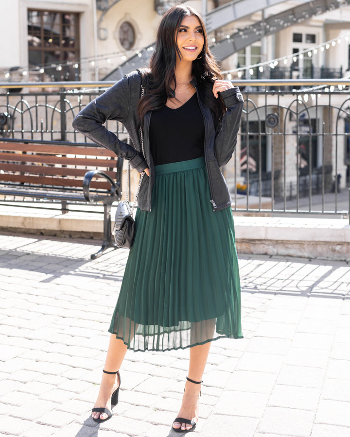 Holiday Pleated Skirt in Emerald - Grace and Lace