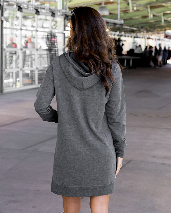 Hoodie Dress in Heathered Charcoal Grey - FINAL SALE - Grace and Lace