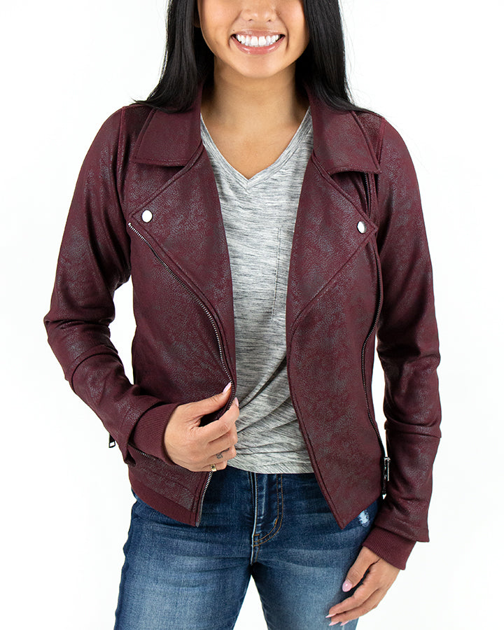 Leather Lace and Jacket - Like Grace Bordeaux Move Moto Free