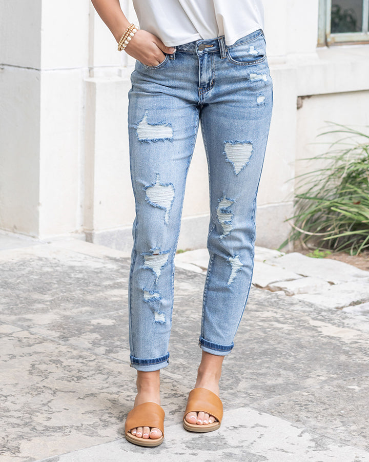 Ripped Denim Mini Skirt Outfit, The Sweetest Thing