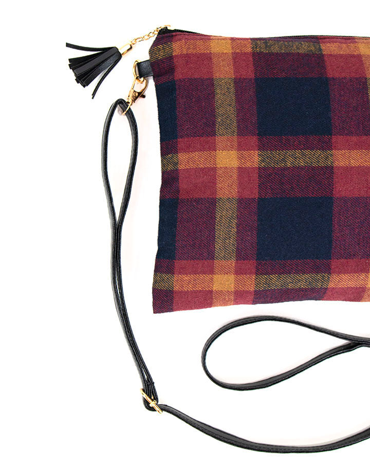 Grace and Lace- Plaid Flannel Crossbody Bag in Fall Plaid