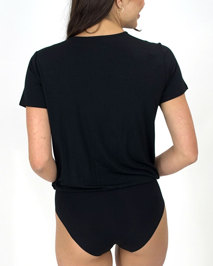 Fashionkilla tummy control v neck bodysuit in black