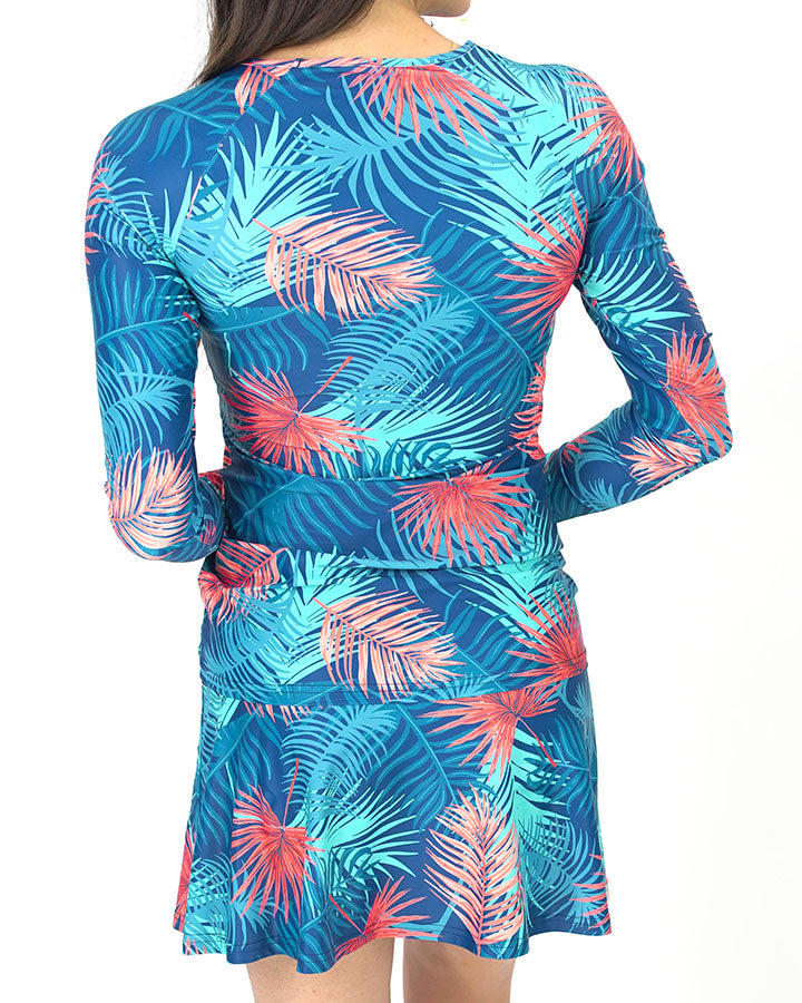 Swim Cover-Up Top in Palm Print - FINAL SALE - Grace and Lace