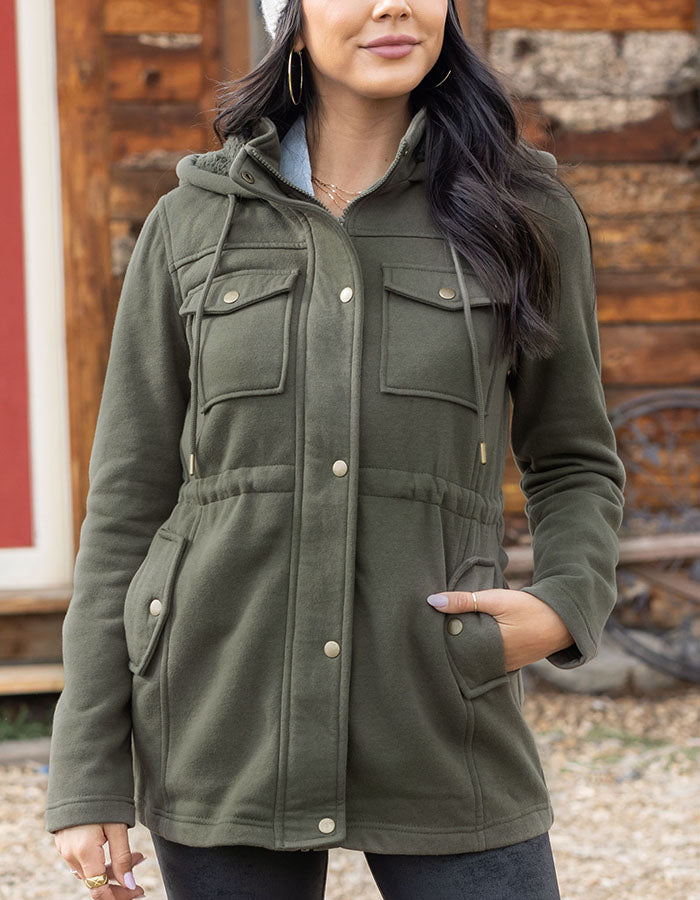 Utility Winter Jacket in Olive - Grace and Lace