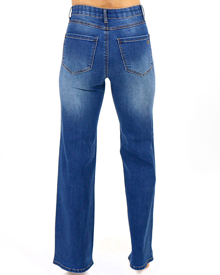 WMNS Back Cutout and Laced Tight Fit Jeans - High Waist Cut / Blue